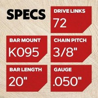 Oregon 584271 Chainsaw Guide Bar Chain Combo Powercut Replacement Bar Length 20 50Cm With Chain Set 38 Pitch 0050