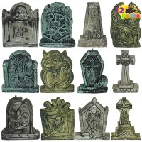 Joyin 12 Packs Halloween Miniature Tombstones Decorations Outdoor Rip Graveyard Tombstones For Halloween Yard Outdoor Indoor De