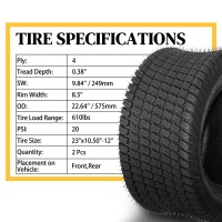 Autoforever 23X10512 Lawn Mower Garden Tractor Tires 4 Ply 23X1050X12 Tubeless Golf Cart Turf Tires Set Of 2