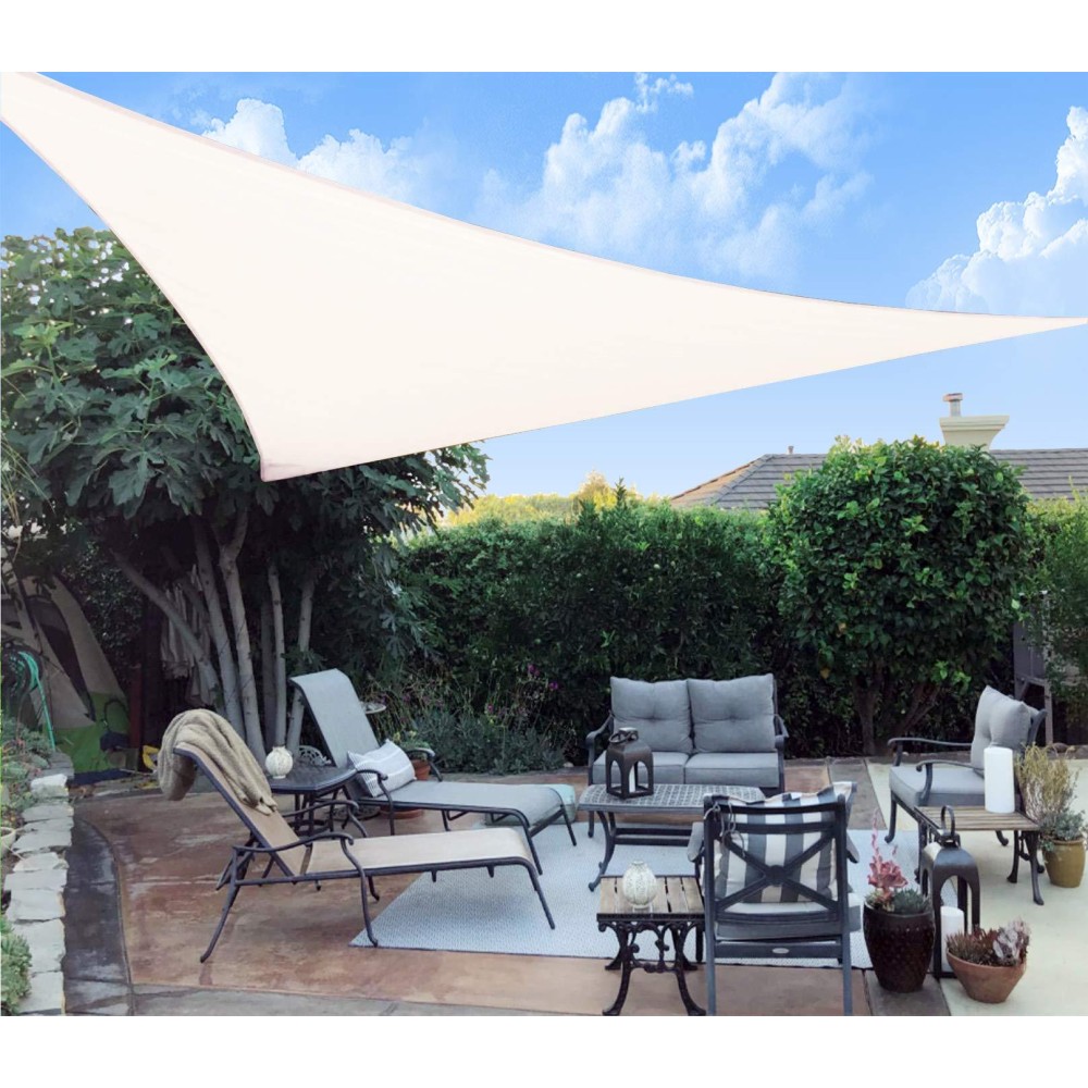 Sunny Guard Sun Shade Sail 12X12X12 Triangle Cream Uv Block Sunshade For Backyard Yard Deck Patio Garden Outdoor Activities A