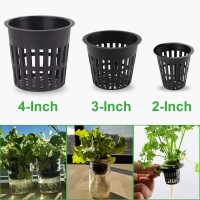 Growneer 25 Packs 3 Inch Net Cups Slotted Mesh Wide Lip With 10Pcs Plant Labels Heavy Duty Filter Plant Net Pot Bucket Basket Fo