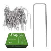 Aagut Garden Stakes Pins Landscape Staples 100 Pack 6 Inch 11Gauge Galvanized Lawn Stake For Dog Fence Weed Barrier Fabric Gr