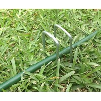 Aagut Garden Stakes Pins Landscape Staples 100 Pack 6 Inch 11Gauge Galvanized Lawn Stake For Dog Fence Weed Barrier Fabric Gr