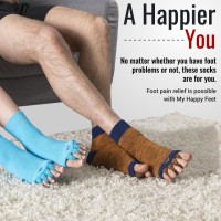 My Happy Feet Foot Alignment Socks With Toe Separators For Men Or Women Light Blue Small