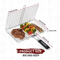 Winhonw Grill Basket Grill Accessories Bbq Grilling Basket Folding Grilling Baskets Portable Outdoor Camping Bbq Rack For Fish S