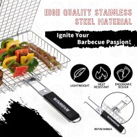 Winhonw Grill Basket Grill Accessories Bbq Grilling Basket Folding Grilling Baskets Portable Outdoor Camping Bbq Rack For Fish S