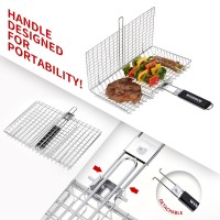 Winhonw Grill Basket Grill Accessories Bbq Grilling Basket Folding Grilling Baskets Portable Outdoor Camping Bbq Rack For Fish S