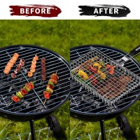 Winhonw Grill Basket Grill Accessories Bbq Grilling Basket Folding Grilling Baskets Portable Outdoor Camping Bbq Rack For Fish S