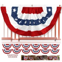 Anley Usa Pleated Fan Flag 15X3 Ft American Us Bunting Flag Patriotic Stars Stripes Sharp Color And Fade Resistant Canva