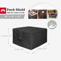 Porch Shield Fire Pit Cover Waterproof 600D Heavy Duty Square Patio Fire Pit Table Cover Black 36 X 36 Inch