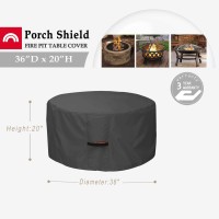 Porch Shield Fire Pit Cover Waterproof 600D Heavy Duty Round Patio Fire Bowl Cover Black 36 Inch