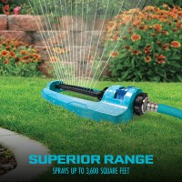 Aqua Joe Sjioms16 Indestructible Metal Base Oscillating Sprinkler With Adjustable Spray 3600Square Foot Coverage