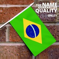 Anley Brazil Mini Flag 12 Pack Hand Held Small Miniature Brazilian Flags On Stick Fade Resistant Vivid Colors 5X8 Inch W