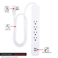 Ge 4-Outlet Surge Protector  2 Usb Ports  3 Ft Power Cord  560 Joules  Flat Plug  Automatic Shutdown Technology  Circuit Breaker  Warranty  Ul Listed  Black  37212