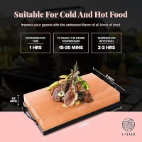 Umaid Himalayan Salt Block Cooking Plate 12X8X1.5 For Cooking  Grilling  Cutting And Serving  Food Grade Rock Salt Stone With Steel Tray & Recipe Pamphlet Unique Gifts For Men  Women  Chefs & Cooks