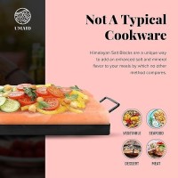 Umaid Himalayan Salt Block Cooking Plate 12X8X1.5 For Cooking  Grilling  Cutting And Serving  Food Grade Rock Salt Stone With Steel Tray & Recipe Pamphlet Unique Gifts For Men  Women  Chefs & Cooks