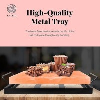 Umaid Himalayan Salt Block Cooking Plate 12X8X1.5 For Cooking  Grilling  Cutting And Serving  Food Grade Rock Salt Stone With Steel Tray & Recipe Pamphlet Unique Gifts For Men  Women  Chefs & Cooks