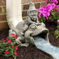 Apc Goods Cute And Playful Gnome Riding Frog Downspout Outdoor Extension Decoration