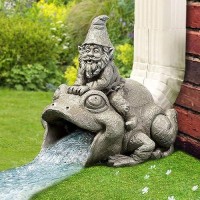 Apc Goods Cute And Playful Gnome Riding Frog Downspout Outdoor Extension Decoration