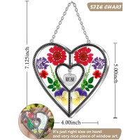 Kybosam Heart Suncatcher Mom Gift Ornament Stained Glass Panles Hangings For Windows Sun Catcher With Pressed Flower Heart In G