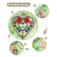 Kybosam Heart Suncatcher Mom Gift Ornament Stained Glass Panles Hangings For Windows Sun Catcher With Pressed Flower Heart In G