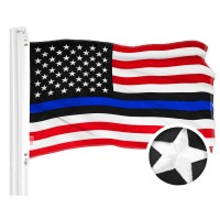 G128 Blue Lives Matter Flag 3X5 Ft Toughweave Series Embroidered 210D Polyester Duty And Honor Flag Embroidered Design I