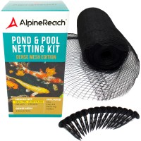 Alpinereach Koi Pond Netting Kit 14 X 14 Ft Black Heavy Duty Woven Fine Mesh Net Cover For Leaves Protects Koi Fish From Blue