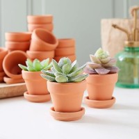 Juvale 2-Inch 16-Pack Small Terracotta Pots With Saucers And Drainage Hole  Paintable Pottery For Succulents  Plants  Flowers  Cactus  Garden Nursery  And Wedding Decor