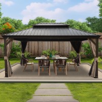 Kozyard Alexander 12 X 16 Hardtop Aluminum Permanent Gazebo With A Mosquito Net And Privacy Sidewalls Permanent Gazebo Pavilion