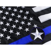 Homissor Thin Blue Line Flags 3X5 Outdoor Embroidered Stars Police Flag Heavy Duty Back The Blue Flag Stripe Blue Line Lives