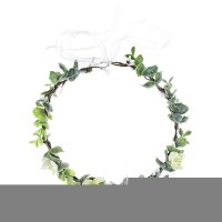 Love Sweety Succulent Flower Crown Eucalyptus Halo Wedding Floral Headband Photo Prop White Sakura