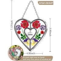 Kybosam Heart Suncatchers Grandma Gift Ornament Stained Glass Sun Catcher Garden Hangings Windows With Pressed Flower Heart Emb