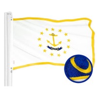 G128 Rhode Island State Flag 3X5 Ft Toughweave Series Embroidered 300D Polyester Embroidered Design Indooroutdoor Brass