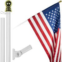 G1286 Feet Spinning Flagpole White American Flag Pole Sleeve Embroidered 3X5 Ft American Flag Pole Sleeve Flag Included Alu