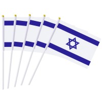 25 Pack Hand Held Small Mini Flag Israel Flag Israeli Flag Stick Flag Round Top National Country Flags Party Decorations Supplie