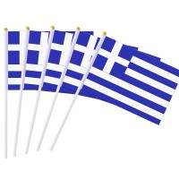 Kind Girl 25 Pack Hand Held Small Mini Flag Greece Flag Greek Flag Stick Flag Round Top National Country Flags Party Decorations