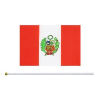 Kind Girl 25 Pack Hand Held Small Mini Flag Peru Flag Peruvian Flag Stick Flag Round Top National Country Flags Party Decoration