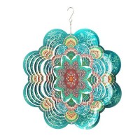 Fonmy Stainless Steel Wind Spinner3D Indoor Outdoor Garden Decoration Crafts Ornaments 12Inch Multi Color Mandala Flower Wind S