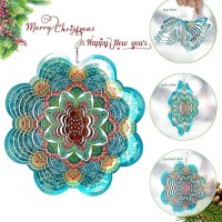 Fonmy Stainless Steel Wind Spinner3D Indoor Outdoor Garden Decoration Crafts Ornaments 12Inch Multi Color Mandala Flower Wind S