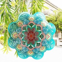 Fonmy Stainless Steel Wind Spinner3D Indoor Outdoor Garden Decoration Crafts Ornaments 12Inch Multi Color Mandala Flower Wind S