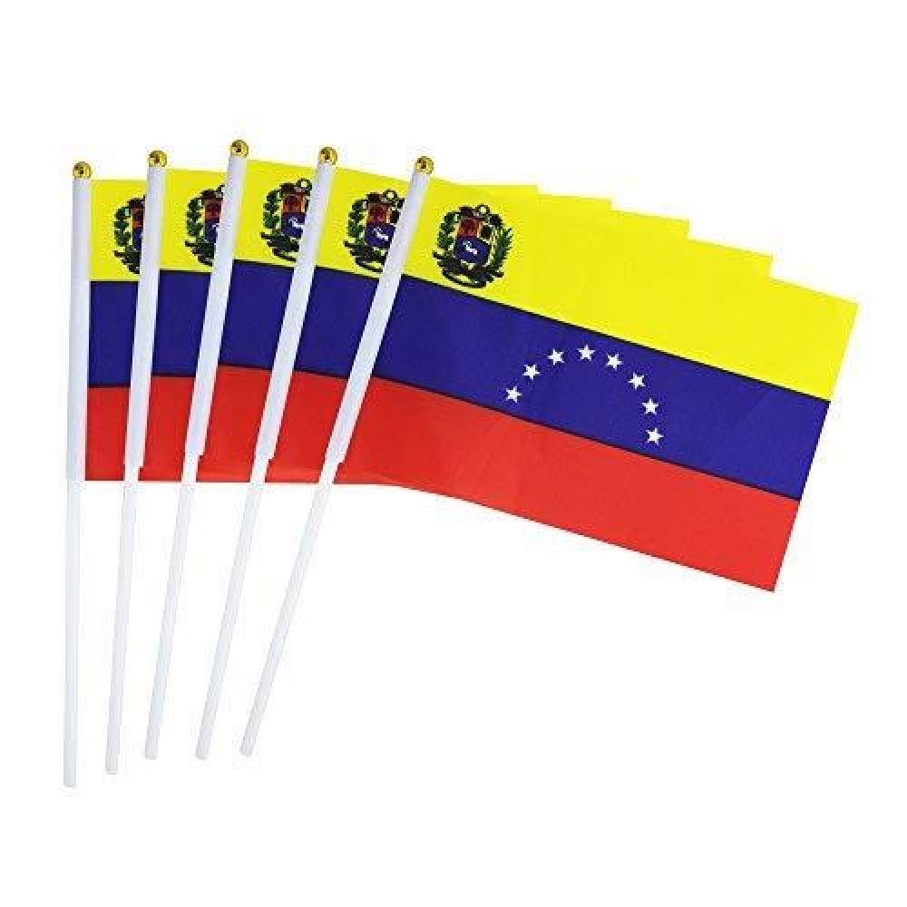 25 Pack Hand Held Small Mini Flag Venezuela Flag Venezuelans Flag Stick Flag Round Top National Country Flags Party Decorations