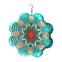 Fonmy Stainless Steel Wind Spinner3D Indoor Outdoor Garden Decoration Crafts Ornaments 6Inch Multi Color Mandala Flower Wind Sp