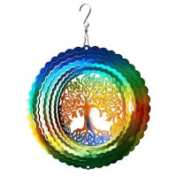 Fonmy Stainless Steel Wind Spinner Worth Gift Indoor Outdoor Garden Decoration Crafts Ornaments 6 Inch Multi Color Tree Of Life