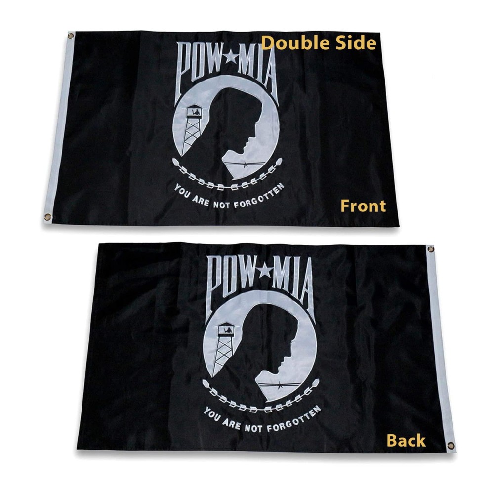 Pow Mia Flag Embroidered 3X5 Outdoor Heavy Duty Double Sided You Are Not Forgotten War Flags 300D Nylon Military Made In Usa P