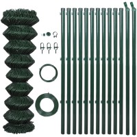 vidaXL Chain Link Fence with Posts Steel 2 7 x 82 Green 140356