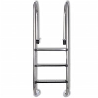 vidaXL Pool Ladder Pool Step for Inground Swimming Pools Steps Ladder with a Maximum Depth of 120 cm 3 Steps Stainless Stee