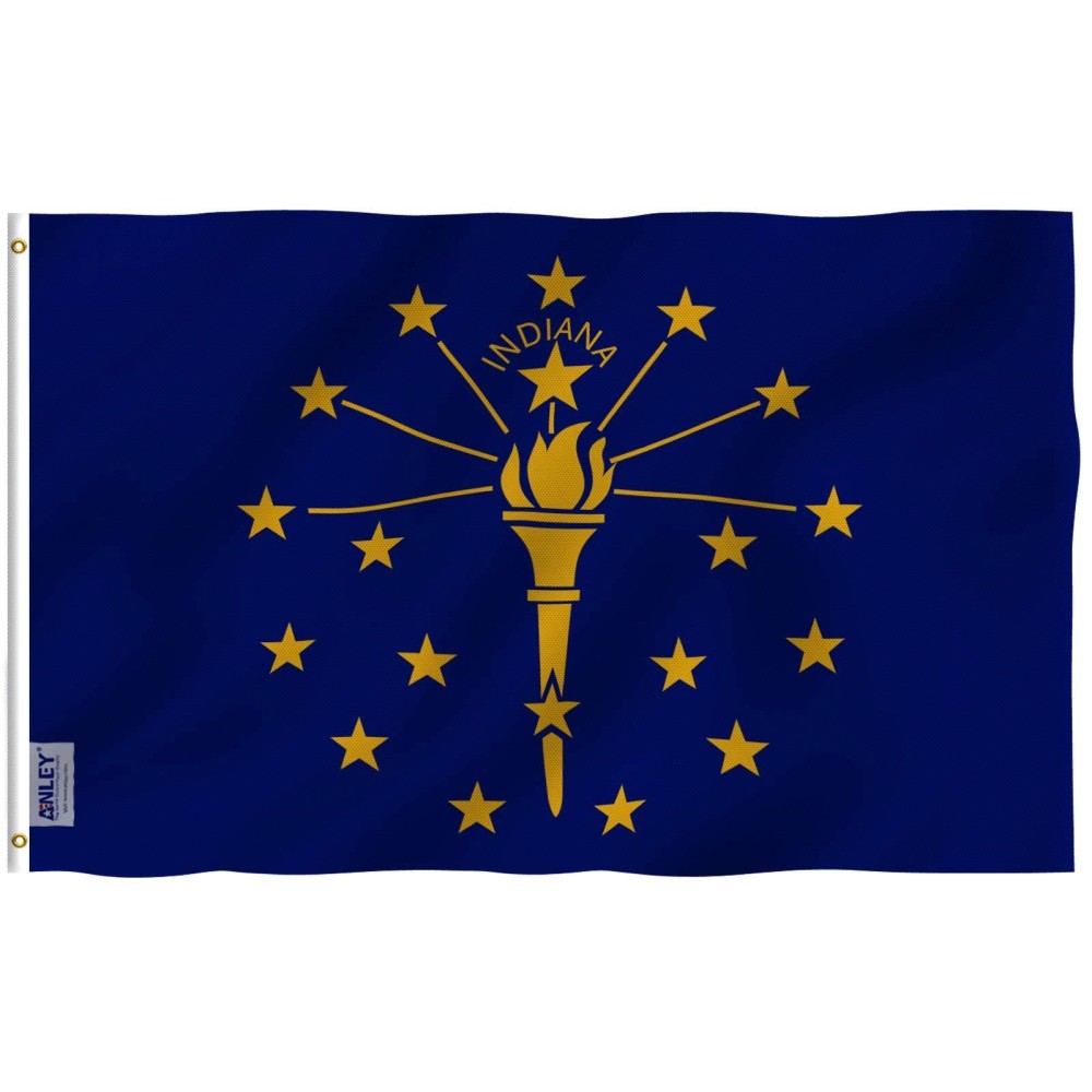 Anley Fly Breeze 3X5 Foot Indiana State Flag Vivid Color And Fade Proof Canvas Header And Double Stitched Indiana In Flags