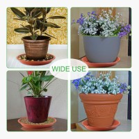 Growneer 6 Packs 10 Inch Plant Saucer Drip Trays Round Plastic Plant Pot Saucers Flower Pot Set For Indoor Outdoor Garden Clay