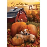 Welcome Fall Puppies House Flag 40 X 28 Briarwood Lane