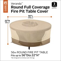 Classic Accessories Veranda Waterresistant 56 Inch Round Fire Pit Table Cover Outdoor Firepit Cover